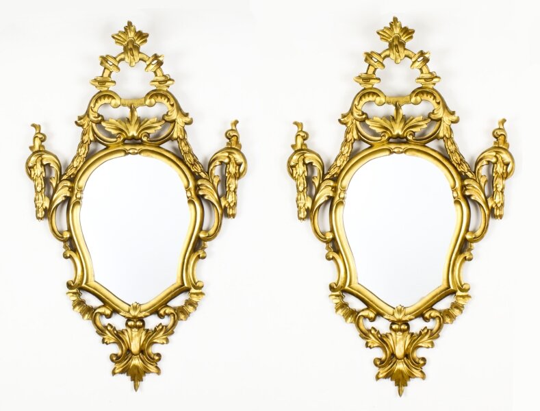 Antique Pair Florentine Rococo Giltwood Mirrors 19th Century  102x63cm | Ref. no. A2578 | Regent Antiques