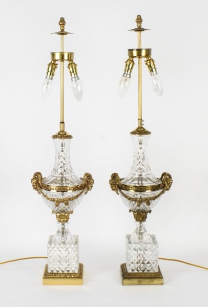 Antique Pair of French Ormolu & Glass Baccarat Table Lamps Mid 20th C | Ref. no. A2581 | Regent Antiques