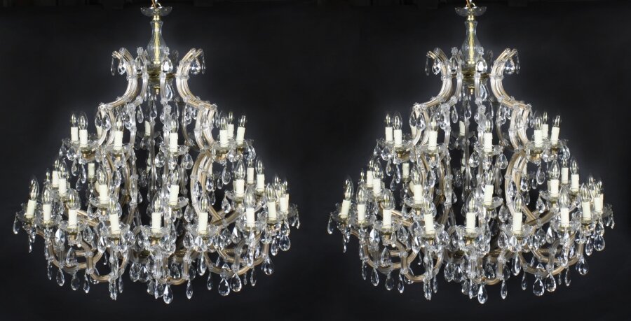 Antique Pair English 41 light Ballroom Crystal Chandeliers C1920 | Ref. no. A2665a | Regent Antiques