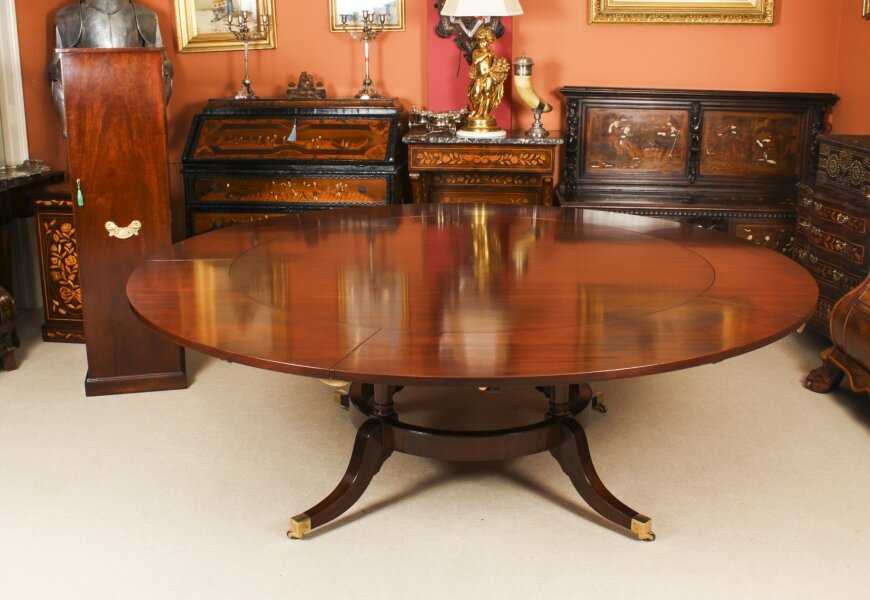 Vintage 7ft Diam Arthur Brett Jupe Dining Table  & Leaf Cabinet Mid 20th C | Ref. no. A2737 | Regent Antiques