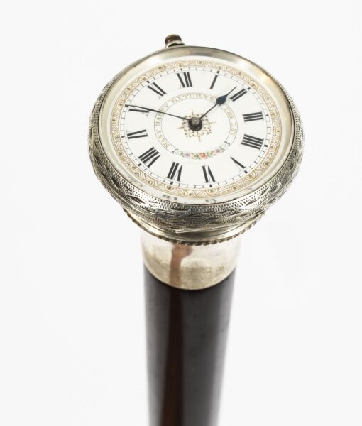 Antique Silver & Ebonised Watch Opera Cane Walking Stick 19th C Antique Silver & Ebonised Watch Opera Cane Walking Stick 19th C | Ref. no. A2742 | Regent Antiques
