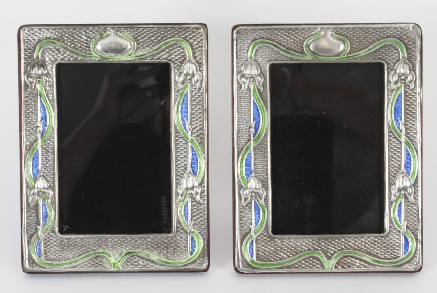 Vintage Pair Sterling Silver & Enamel Photo Frames  20th Century | Ref. no. A2751b | Regent Antiques