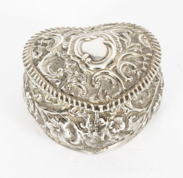 Antique Victorian Sterling Silver Heart Pill Box Henry Matthew Birmingham 1896 | Ref. no. A2806 | Regent Antiques