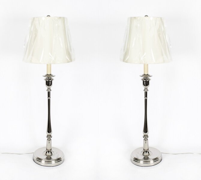 Vintage Pair  Ralph Lauren Chrome Table Lamps Late 20th Century | Ref. no. A2859 | Regent Antiques