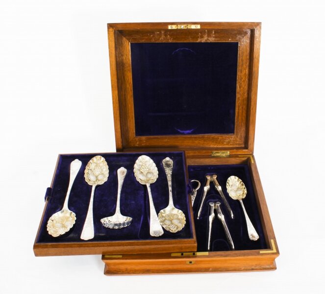 Antique Boxed Fruit Set  Spoons, Nutcrackers, Grape Scissors Etc 19th C | Ref. no. A2867 | Regent Antiques