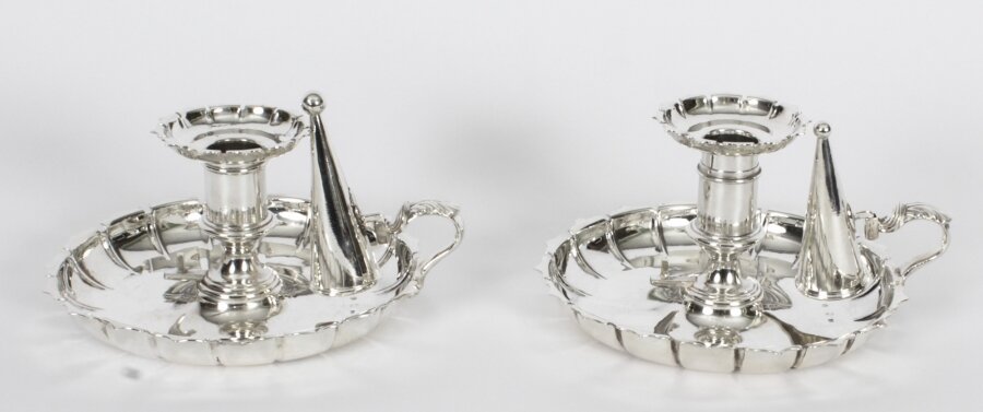 Antique Pair Silver Plated Chamber Candlesticks C1840  19th C | Ref. no. A2874 | Regent Antiques