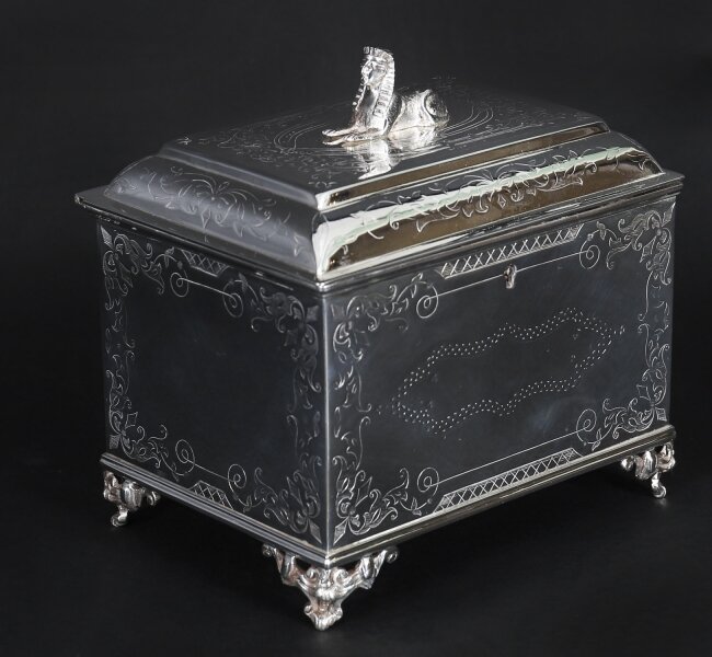Antique Silver Plated Empire Revival Tea Caddy 19th Century | Ref. no. A2877a | Regent Antiques