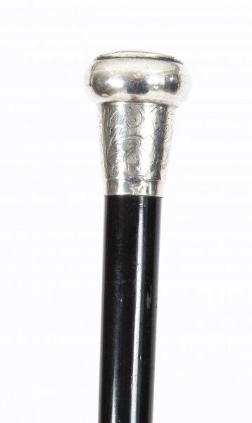 Antique Edwardian Sterling Silver & Ebonized Walking Stick  Dated 1904 | Ref. no. A2896c | Regent Antiques