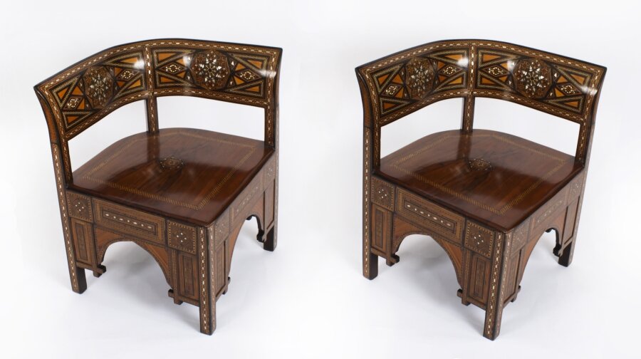 Antique Pair of Syrian Parquetry Inlaid Armchairs C1900 | Ref. no. A2904a | Regent Antiques