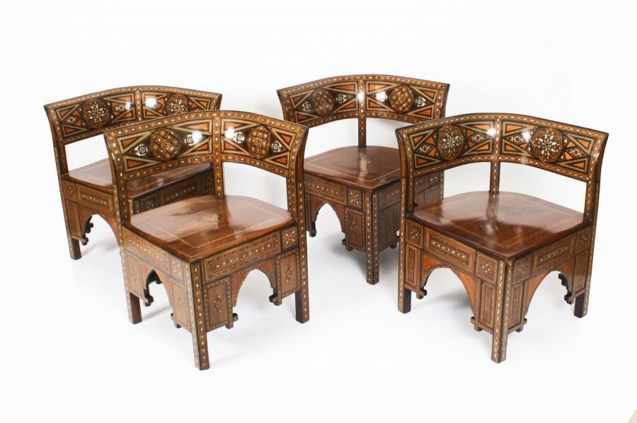 Antique Set of 4 Syrian Parquetry Inlaid Armchairs C1900 | Ref. no. A2904x | Regent Antiques