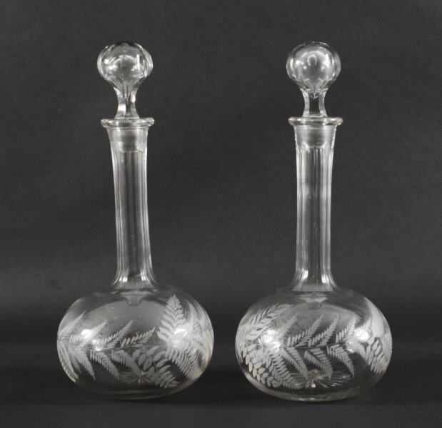 Antique Pair Etched Glass Decanters and Stoppers 19th Century | Ref. no. A2940a | Regent Antiques