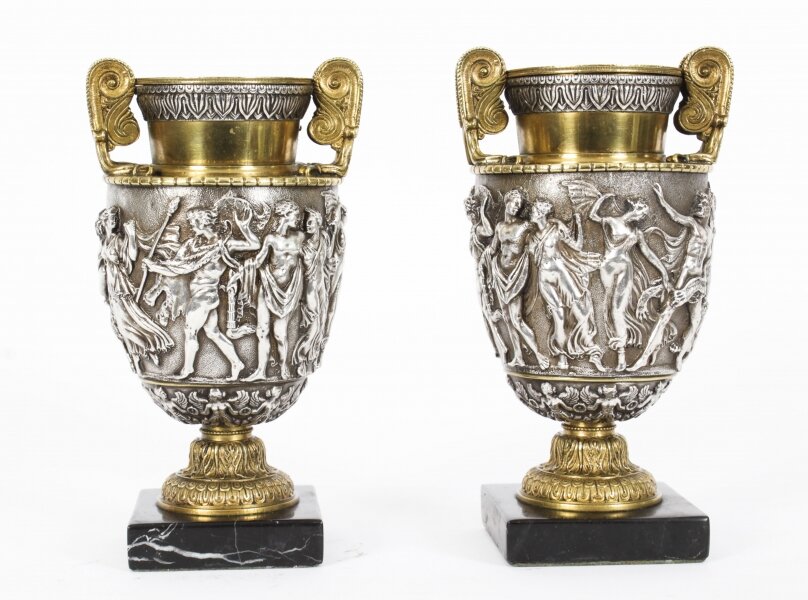Antique Pair French Grand Tour Silvered Bronze Urns 19th C Antique Pair French Grand Tour Silvered Bronze Urns 19th C | Ref. no. A2959 | Regent Antiques