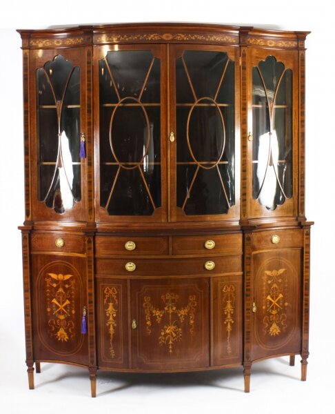 Antique Edwardian Marquetry Inlaid Library Bookcase / Display Cabinet  C1900 | Ref. no. A2969 | Regent Antiques