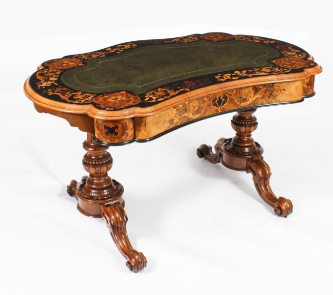 Antique William IV Burr Walnut Marquetry Kidney Shaped Writing Table Desk 19th C | Ref. no. A2970 | Regent Antiques