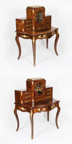 Antique Pair Burr Walnut & Marquetry Bonheur Du Jours Consoles Desks 19thC | Ref. no. A2983 | Regent Antiques