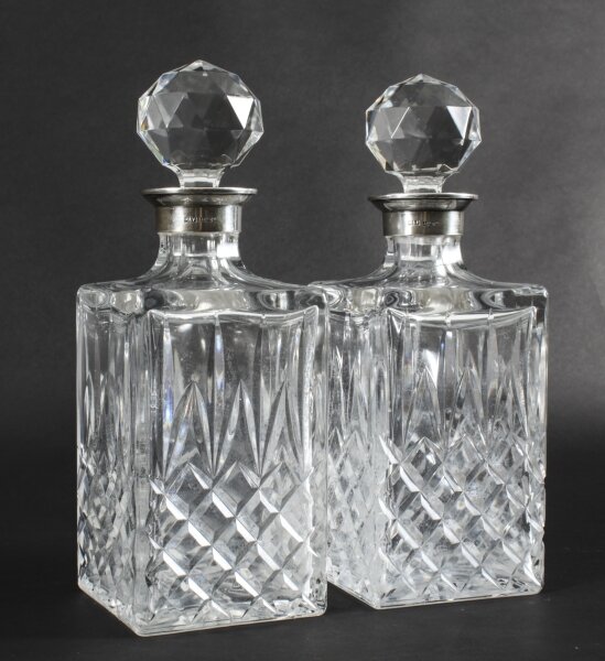 Vintage Pair of Cut  Crystal Glass Liqueur Decanters  Birmingham 1978 20th C | Ref. no. A3001a | Regent Antiques