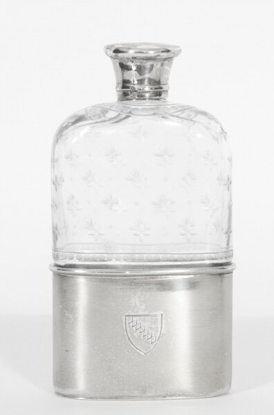 Antique Cut Crystal and Sterling Silver  Hip Flask 1867  19th C | Ref. no. A3001b | Regent Antiques