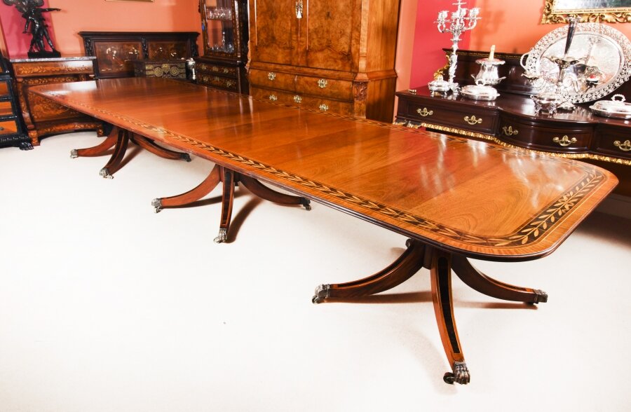 Vintage 15ft Regency Revival Triple Pillar Dining Table Mid 20th C | Ref. no. A3038 | Regent Antiques