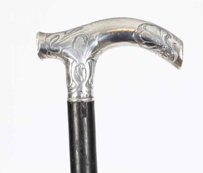 Antique Silver Ebonized Walking Cane Stick  c1890 19th Century | Ref. no. A3093 | Regent Antiques