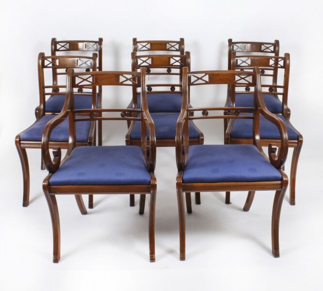 Vintage Set 8 Regency Revival Bar back Dining Chairs 20th Century | Ref. no. A3100b | Regent Antiques