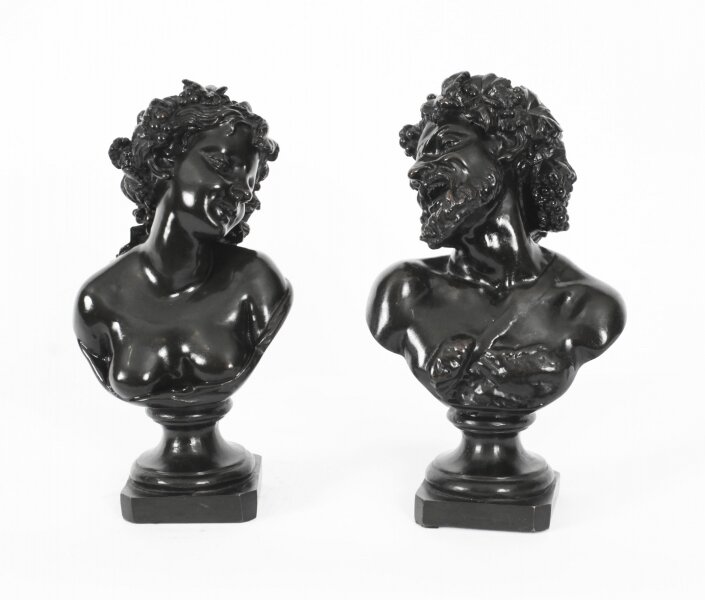 Antique Pair Italian Bronze Busts Dionysus and Ariadne by Clodion18th C | Ref. no. A3181 | Regent Antiques