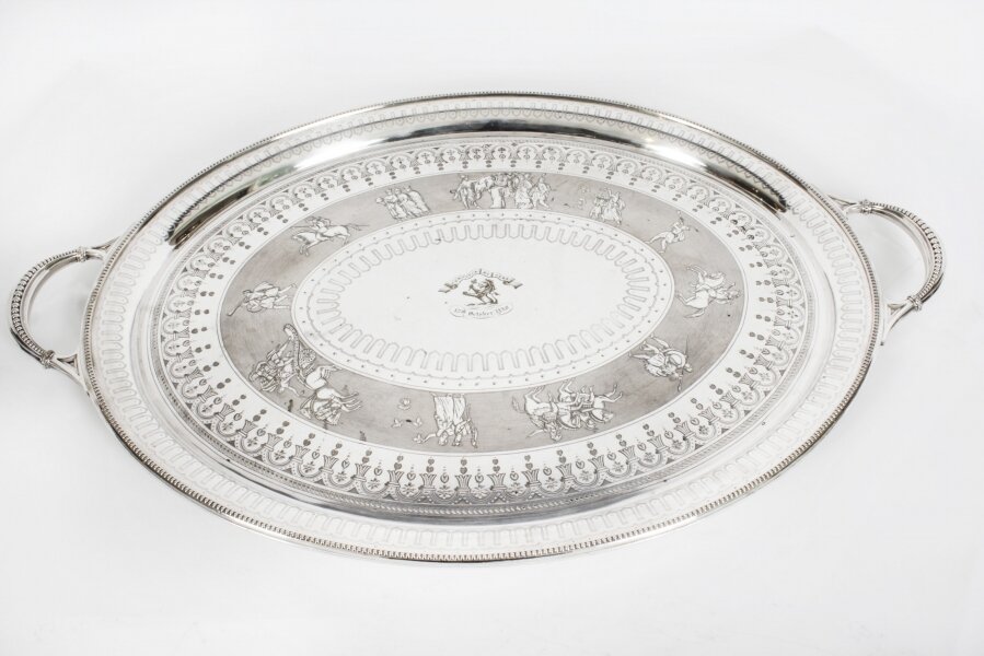 Antique Monumental Victorian Oval Silver Plated Tray Walker & Hall  C1880 | Ref. no. A3225 | Regent Antiques