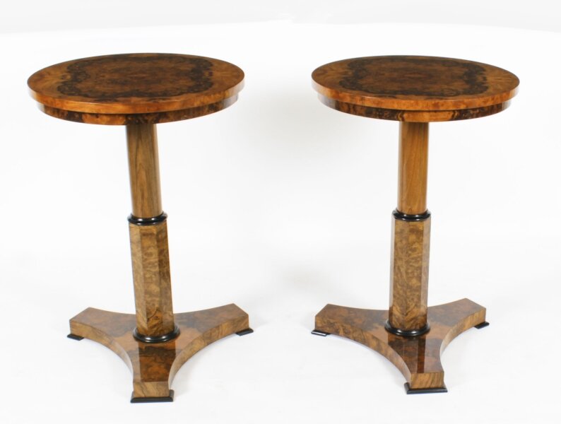 Vintage Pair Biedermeier Burr Walnut Occasional Tables Mid 20th century | Ref. no. A3239 | Regent Antiques
