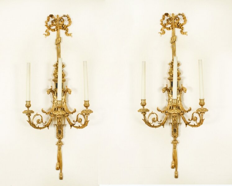 Antique Monumental Pair 4ft Ormolu Three Branch Wall Lights Appliques 19th C | Ref. no. A3315 | Regent Antiques