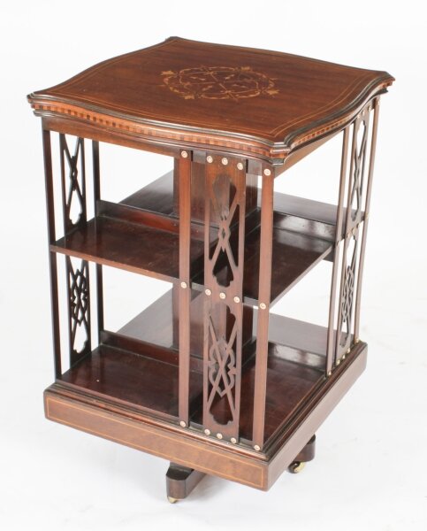 Antique Victorian Marquetry Inlaid Revolving Bookcase 19th C | Ref. no. A3322 | Regent Antiques