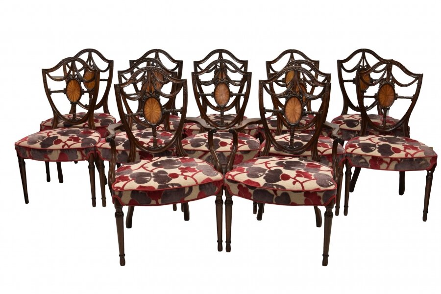 Antique Set 12 Hepplewhite Mahogany Dining Chairs 19th Century | Ref. no. A3332 | Regent Antiques