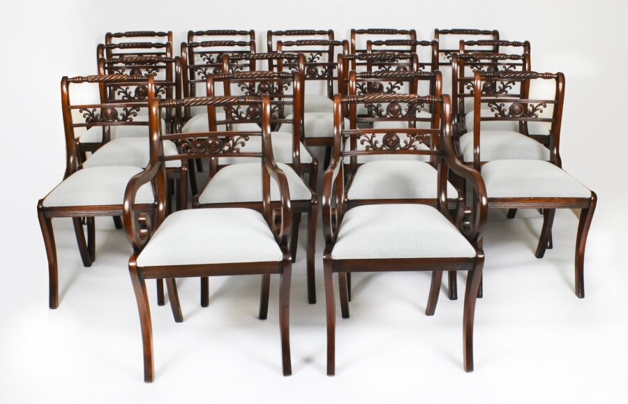 Vintage Set 20 English Regency Revival Rope Back Dining Chairs 20th C | Ref. no. A3336a | Regent Antiques