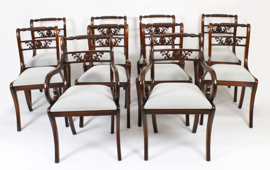 Vintage Set 10 English Regency Revival Rope Back Dining Chairs 20th C | Ref. no. A3336b | Regent Antiques