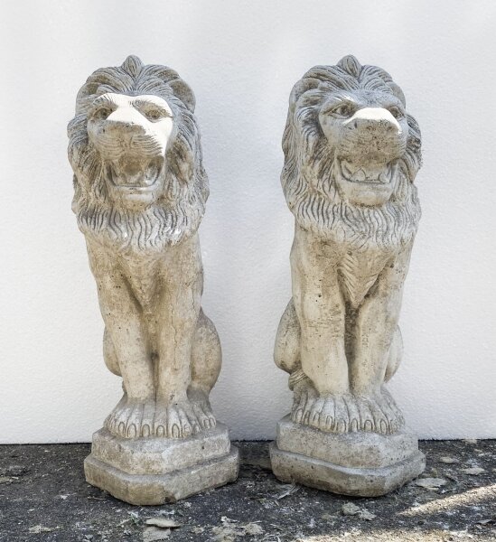Vintage Pair of Reclaimed Weathered Composition Stone Lions 20thC | Ref. no. A3338 | Regent Antiques
