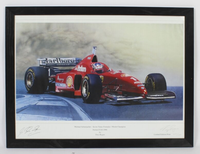 Large Signed Schumacher & Ferrari  Print by Tony Regan dated 1996 67x88cm | Ref. no. A3343a | Regent Antiques