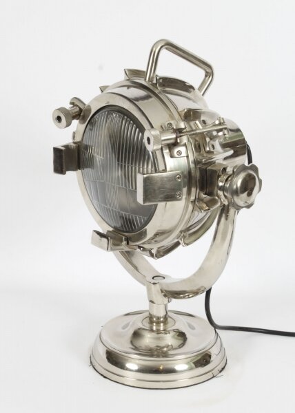 Vintage Polished Nickel Searchlight Standing Table  Lamp Mid 20th C | Ref. no. A3352 | Regent Antiques