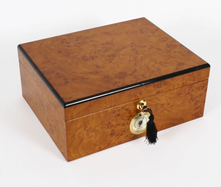 Vintage Burr Walnut Humidor with Hygrometer Mid 20th Century | Ref. no. A3353 | Regent Antiques