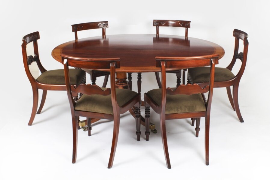 Vintage William Tillman Regency Dining Table & 6 Regency Revival  Chairs 20th C | Ref. no. A3370a | Regent Antiques