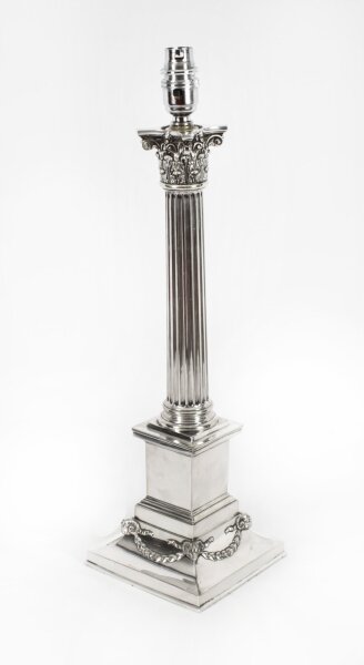 Antique Victorian Silver Plated Corinthian Column Table Lamp 19th C | Ref. no. A3404 | Regent Antiques