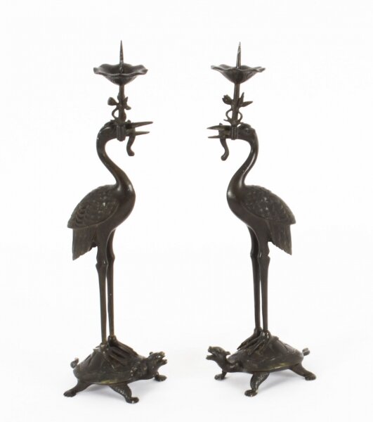Antique Pair Japanese Bronze Pricket Candlesticks 19th C | Ref. no. A3406 | Regent Antiques