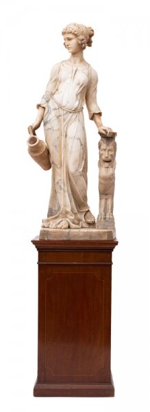 Antique Large  Alabaster Sculpture Maiden on Pedestal 19th C | Ref. no. A3410 | Regent Antiques
