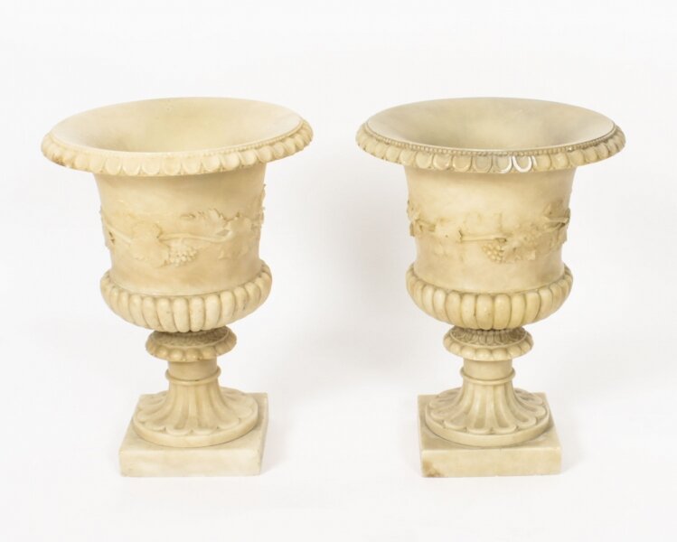 Antique Pair Grand Tour Alabaster Campana Urns  19th C | Ref. no. A3420 | Regent Antiques