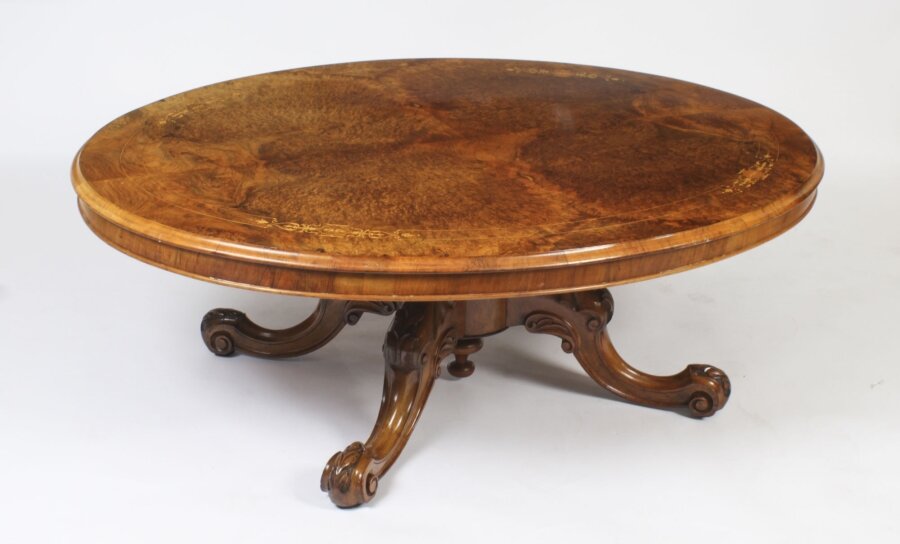 Antique Burr Walnut & Marquetry Oval Coffee Table Circa 1860 19th Century | Ref. no. A3431 | Regent Antiques