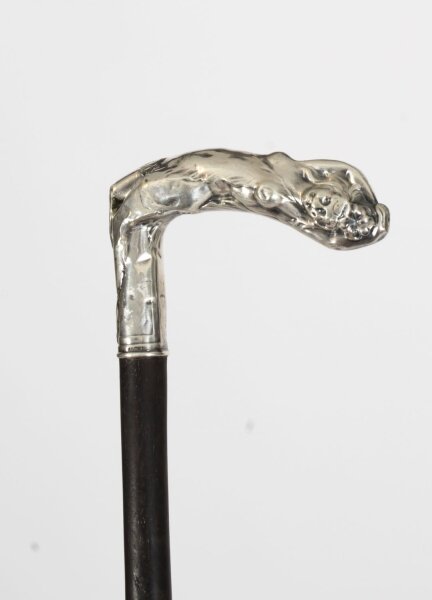 Antique Art Nouveau Reclining Nude Woman Walking Cane Stick Silver Handle 1890 | Ref. no. A3436 | Regent Antiques