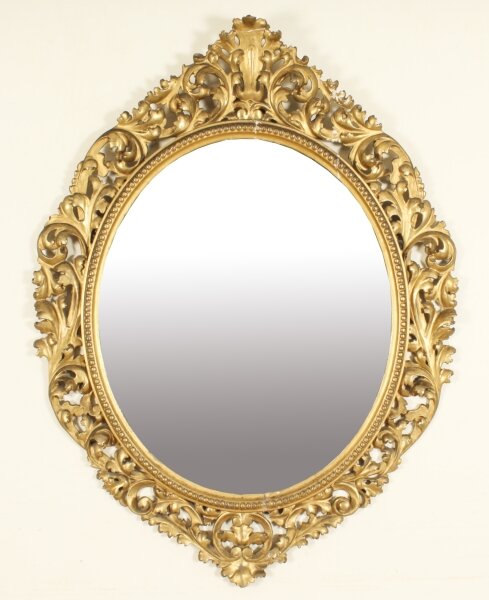Antique Oval Florentine Giltwood Mirror 19th Century  120x92cm | Ref. no. A3440 | Regent Antiques