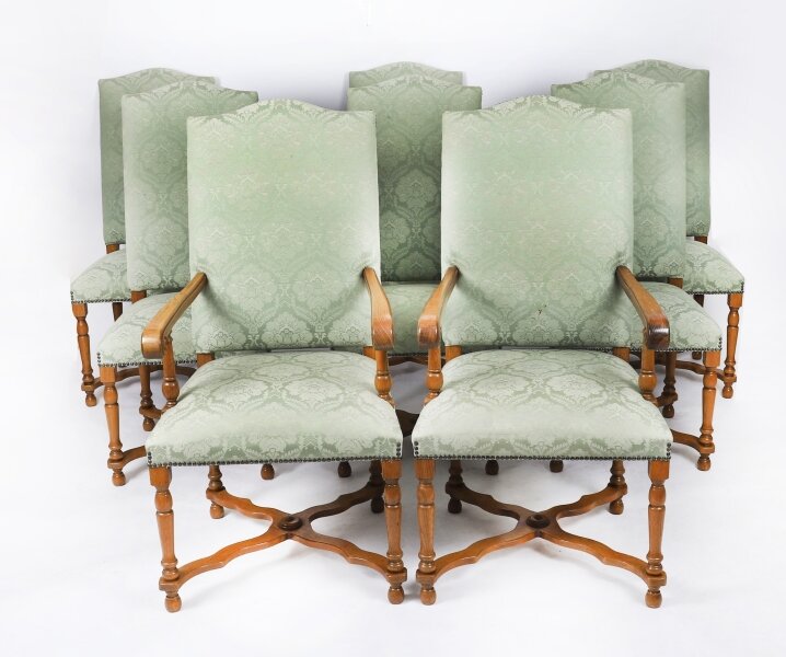 Vintage Set 8 Upholstered High Back Oak Dining Chairs  20th C | Ref. no. A3444c | Regent Antiques