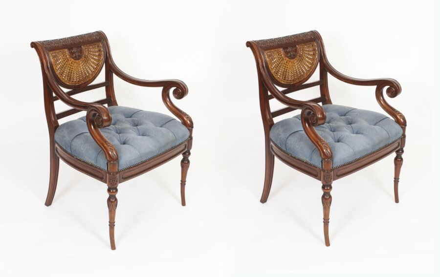 Vintage  Pair Regency Revival Rattan Back Armchairs 20th C | Ref. no. A3495 | Regent Antiques