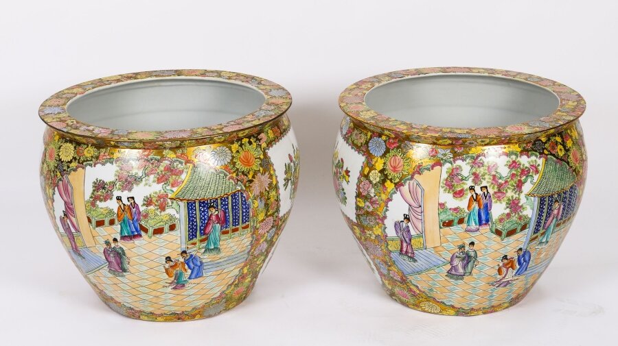 Vintage Pair Qing Dynasty Canton Famille Rose Chinese Vases 20th C | Ref. no. A3496 | Regent Antiques