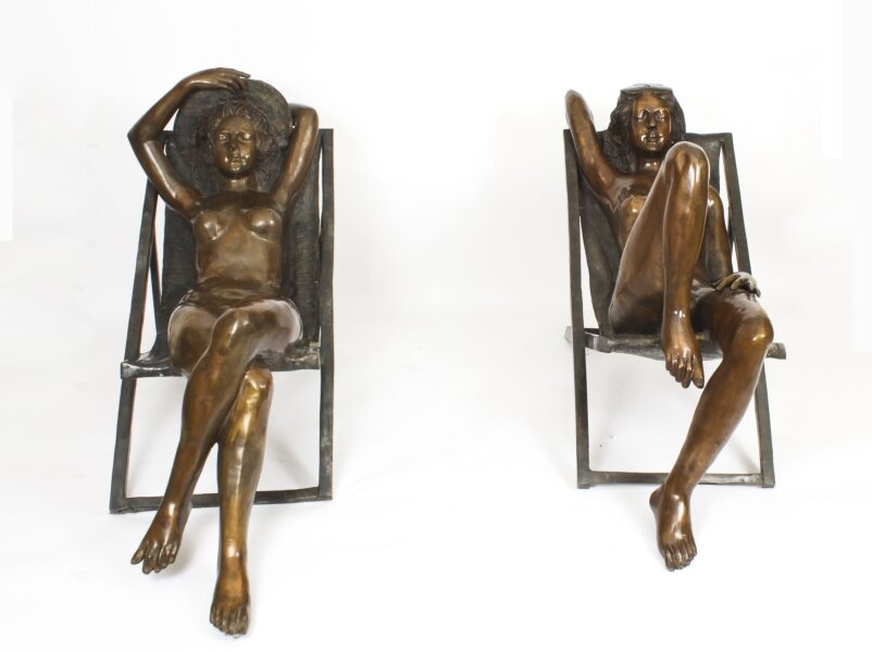 Vintage Large Bronze Sunbathing Ladies Sculptures 20th C | Ref. no. A3497 | Regent Antiques
