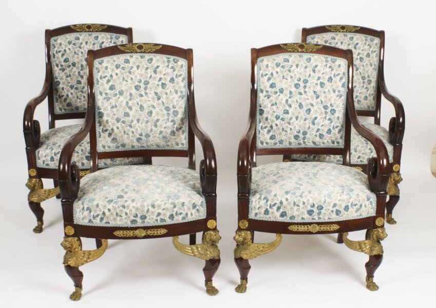Antique Set 4 Ormolu Mounted Armchairs Empire Revival C1870 19th C | Ref. no. A3524 | Regent Antiques