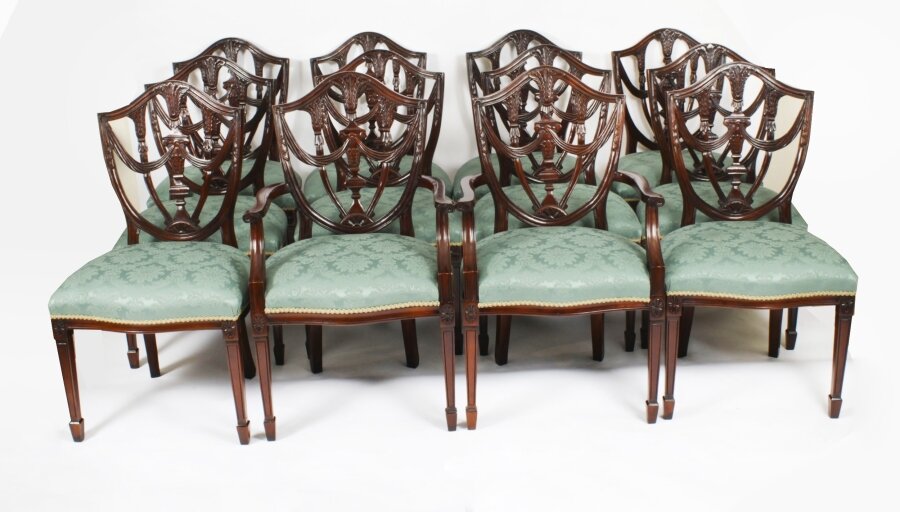 Vintage Set of  Twelve Federal Revival Shield Back Dining Chairs  20th C | Ref. no. A3545 | Regent Antiques